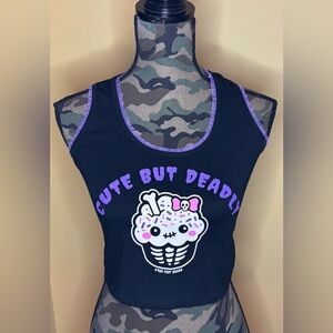 TOO FAST CUTE BUT DEADLY LACE CROP CAMI TANK TOP